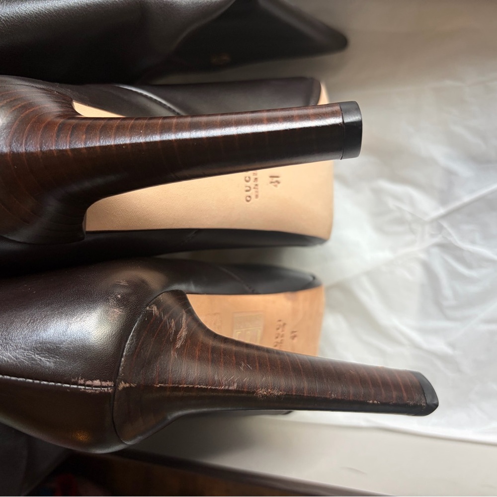 Gucci Dark Brown Heeled Leather Boots - Picture 4 of 6
